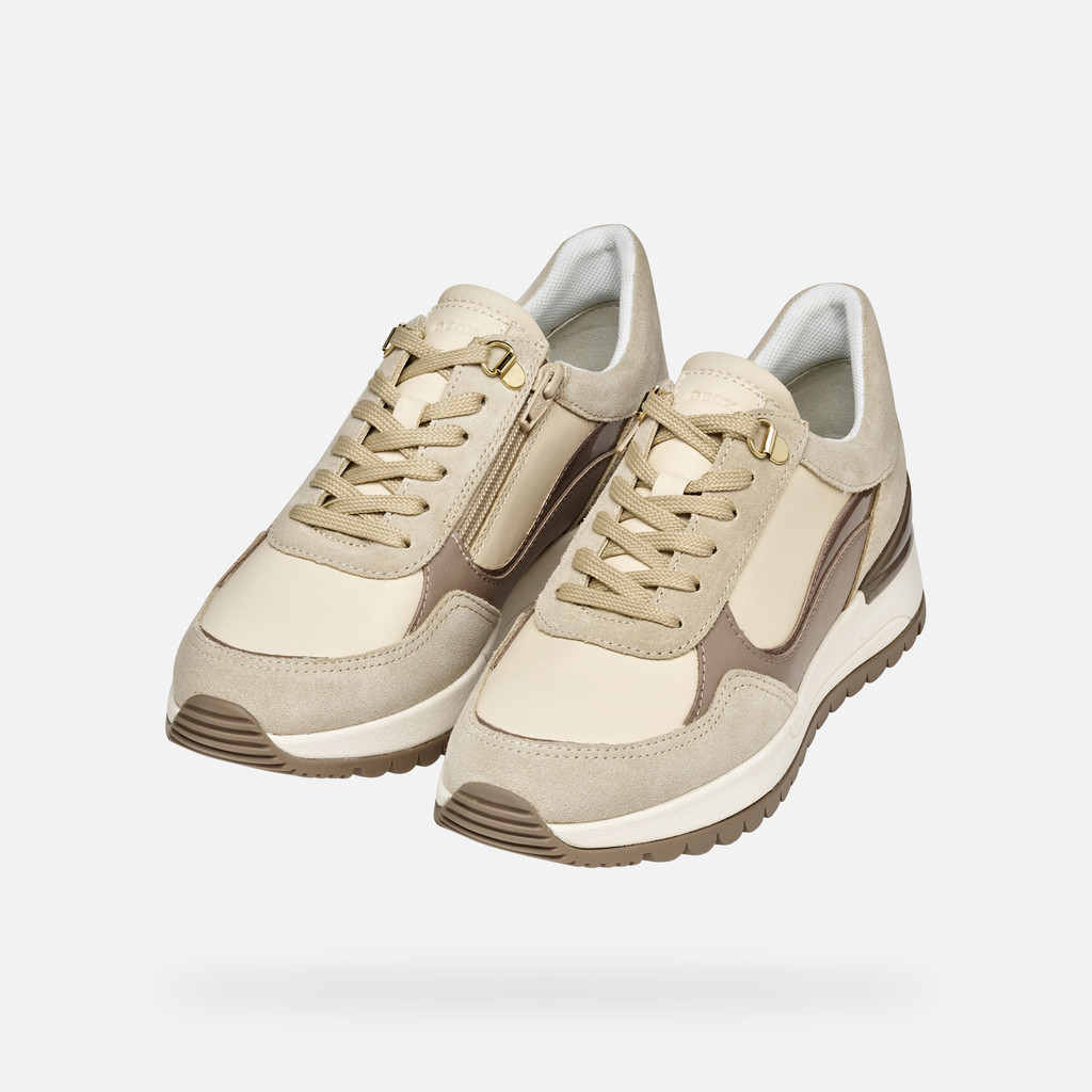 Wedge sneakers DESYA WOMAN Light taupe/Papyrus - image number 8 | GEOX