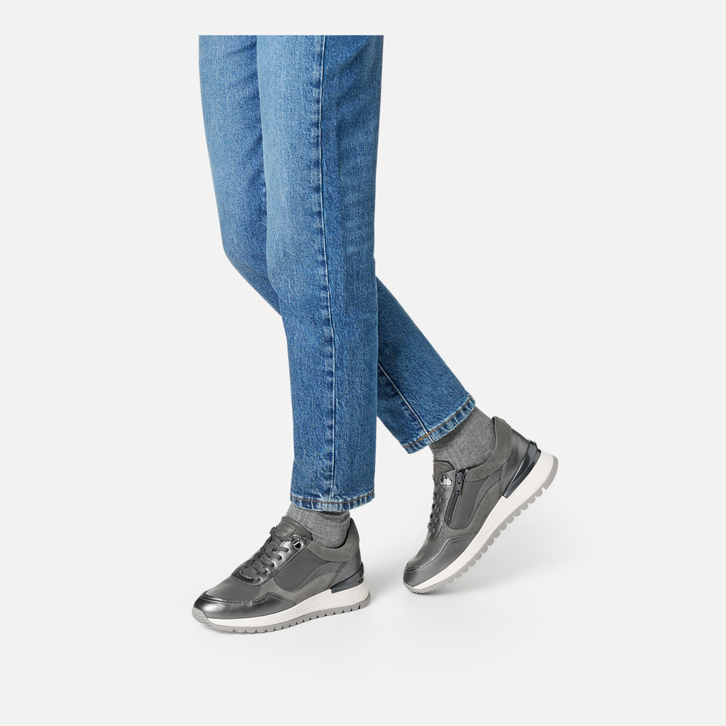 Wedge sneakers DESYA WOMAN Dark Gray/Gun - image number 1 | GEOX