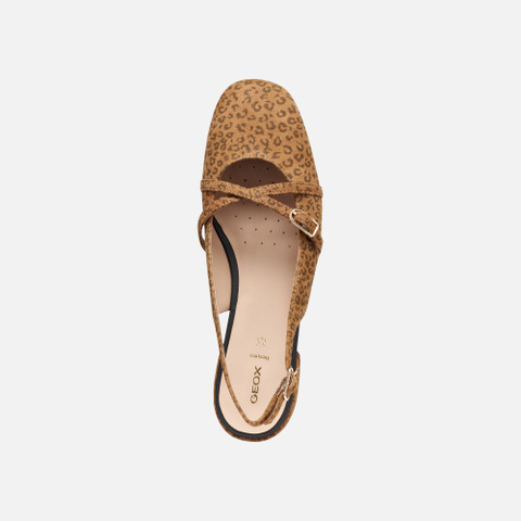 Slingbacks with low heels DHYALMA WOMAN Camel - image number 5 | GEOX