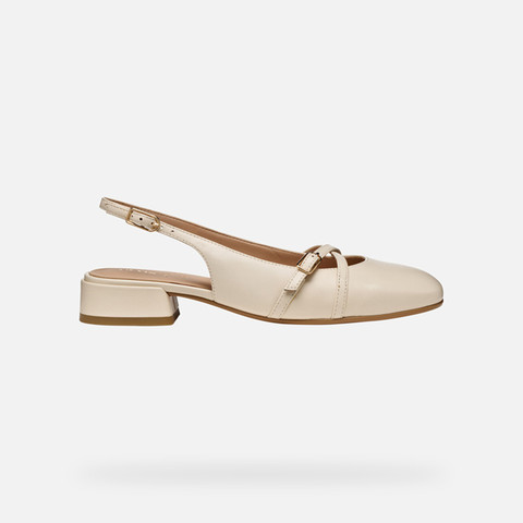 Slingbacks with low heels DHYALMA WOMAN Papyrus - image number 1 | GEOX