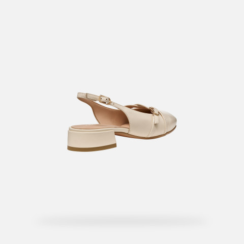 Slingbacks with low heels DHYALMA WOMAN Papyrus - image number 4 | GEOX
