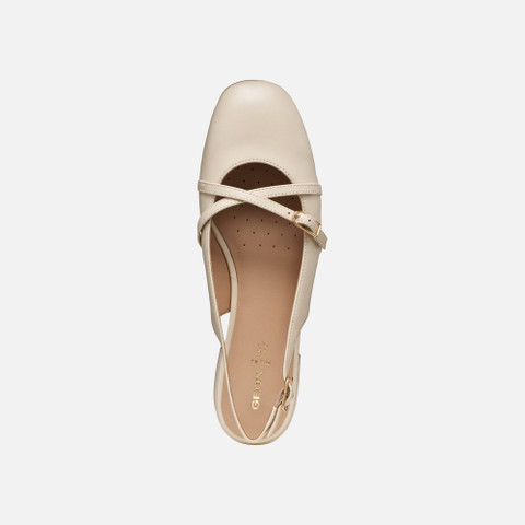 Slingbacks with low heels DHYALMA WOMAN Papyrus - image number 5 | GEOX