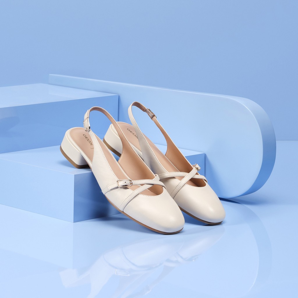 Slingbacks à talon bas DHYALMA FEMME Blanc cassé - image number 1 | GEOX