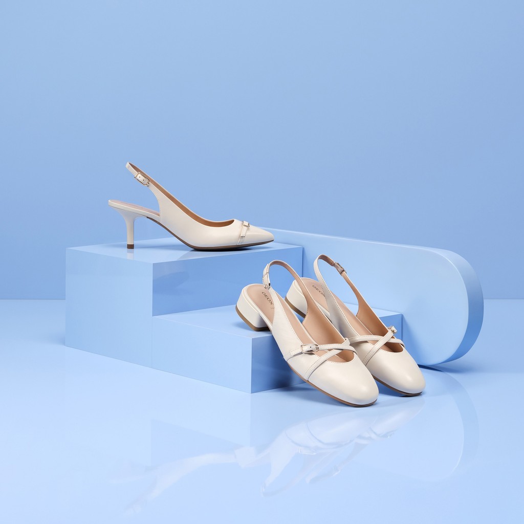Slingbacks à talon bas DHYALMA FEMME Blanc cassé - image number 8 | GEOX