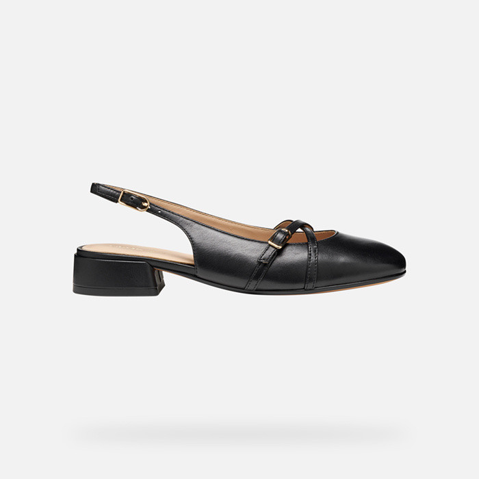 Slingbacks with low heels DHYALMA WOMAN Black - image number 1 | GEOX