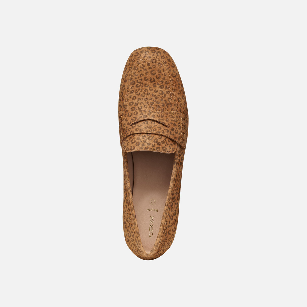 Leopard print loafers DHYALMA WOMAN Camel - image number 5 | GEOX