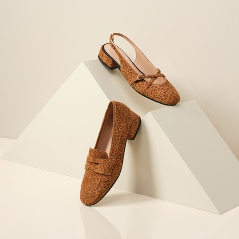 Leopard print loafers DHYALMA WOMAN Camel - image number 7 | GEOX