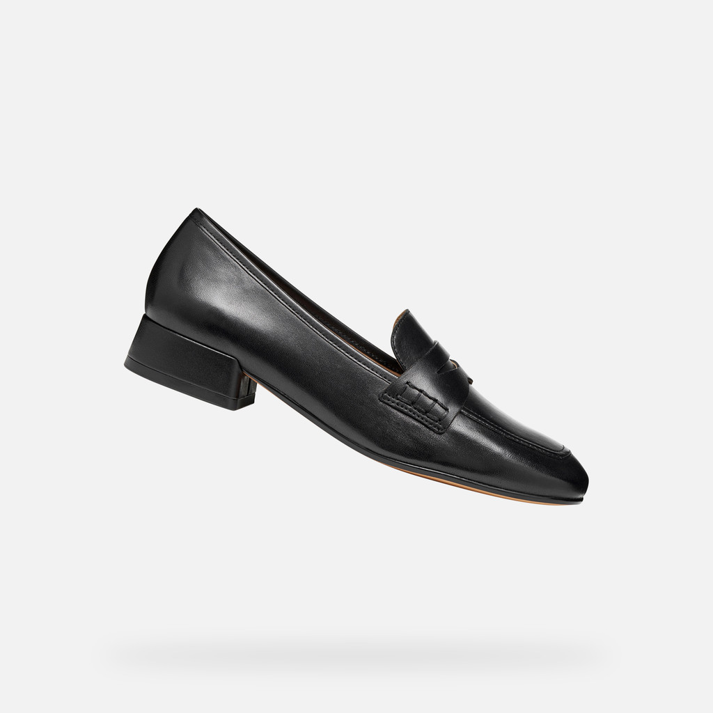 Leather loafers DHYALMA WOMAN Black - image number 0 | GEOX