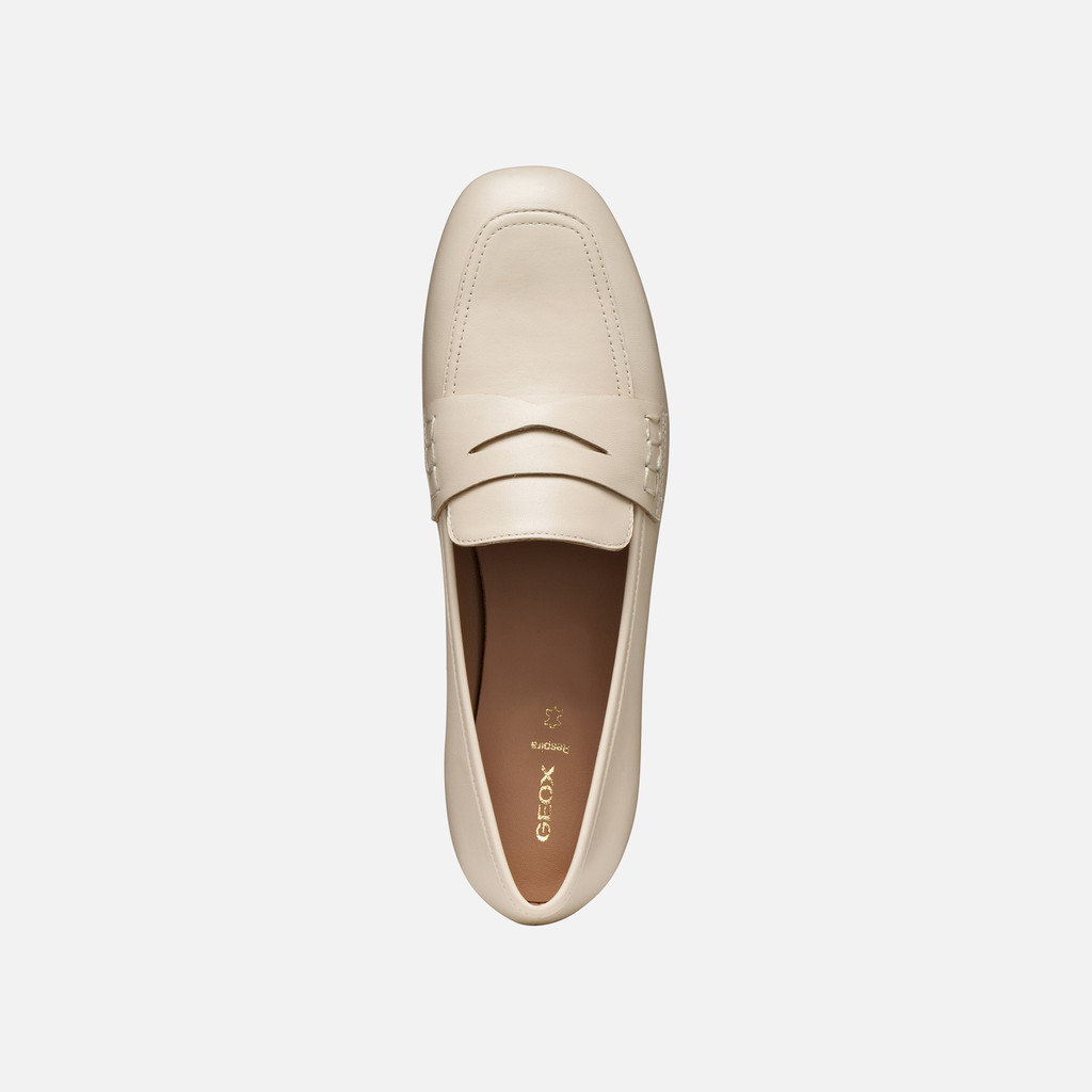 Leather loafers DHYALMA WOMAN Papyrus - image number 5 | GEOX