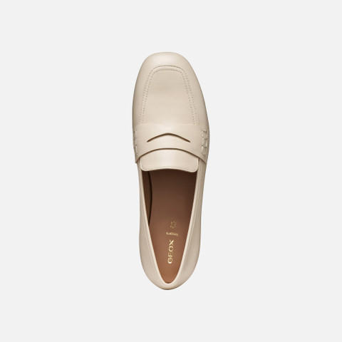 Leather loafers DHYALMA WOMAN Papyrus - image number 5 | GEOX