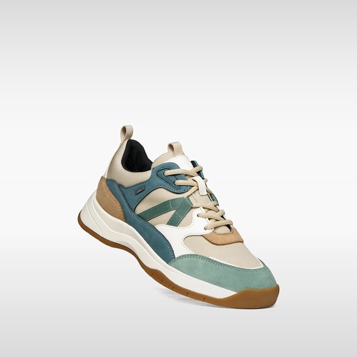 Wasserfeste Sneakers BERINIKE ABX DAME Hellbeige/Helles Avioblau | GEOX