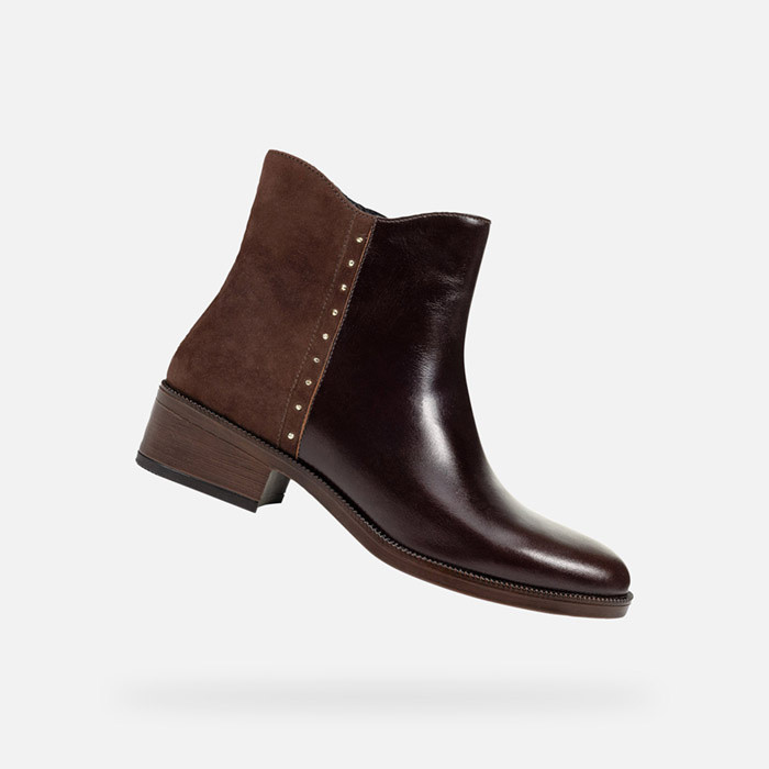 Low heel ankle boots CAMEXIA WOMAN Dark Brown | GEOX