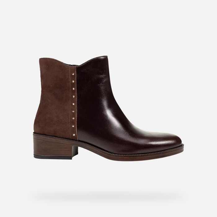 Low heel ankle boots CAMEXIA WOMAN Dark Brown | GEOX