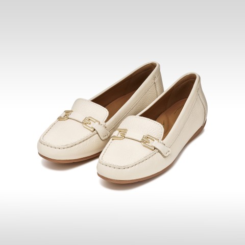 Leather loafers ANNYTAH MOC WOMAN Papyrus - image number 2 | GEOX