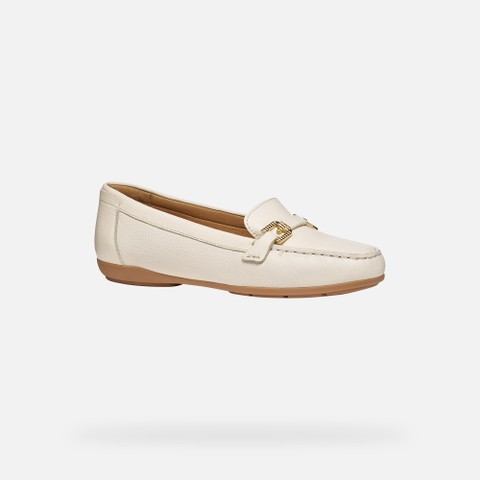 Leather loafers ANNYTAH MOC WOMAN Papyrus - image number 2 | GEOX