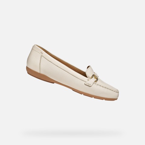 Leather loafers ANNYTAH MOC WOMAN Papyrus | GEOX