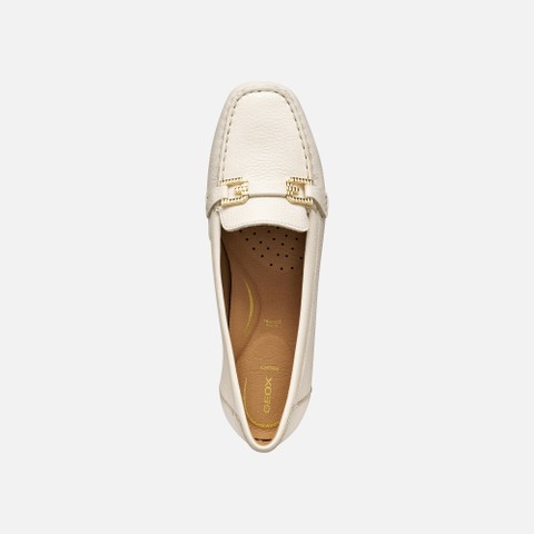 Leather loafers ANNYTAH MOC WOMAN Papyrus - image number 5 | GEOX