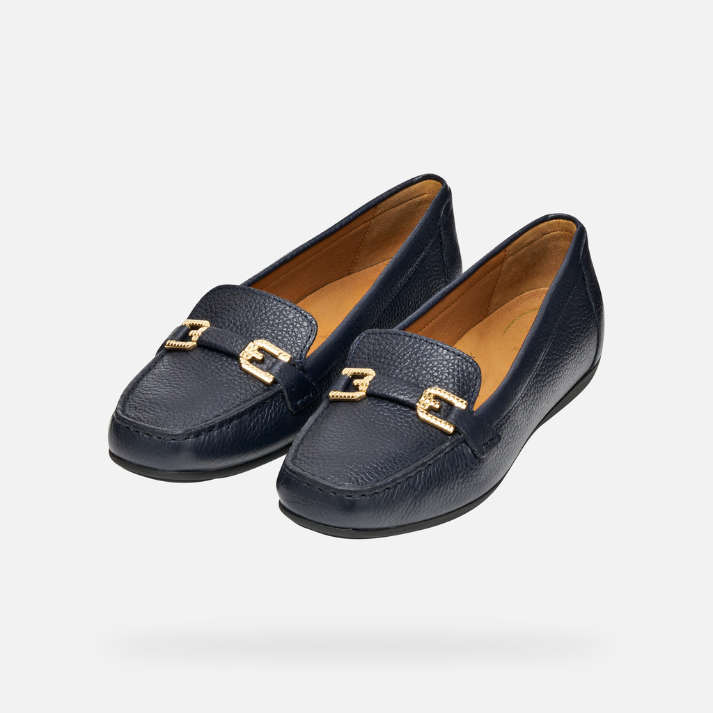 Leather loafers ANNYTAH MOC WOMAN Navy - image number 8 | GEOX