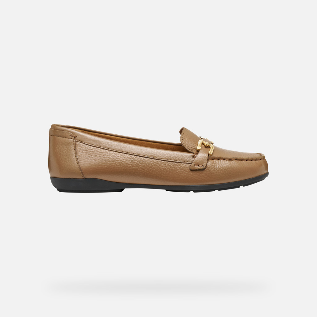 Leather loafers ANNYTAH MOC WOMAN Mud - image number 1 | GEOX