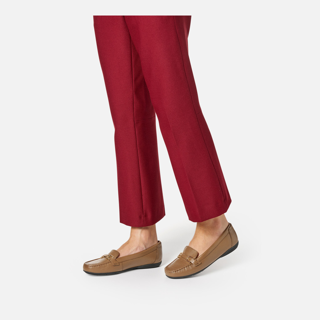Leather loafers ANNYTAH MOC WOMAN Mud - image number 2 | GEOX