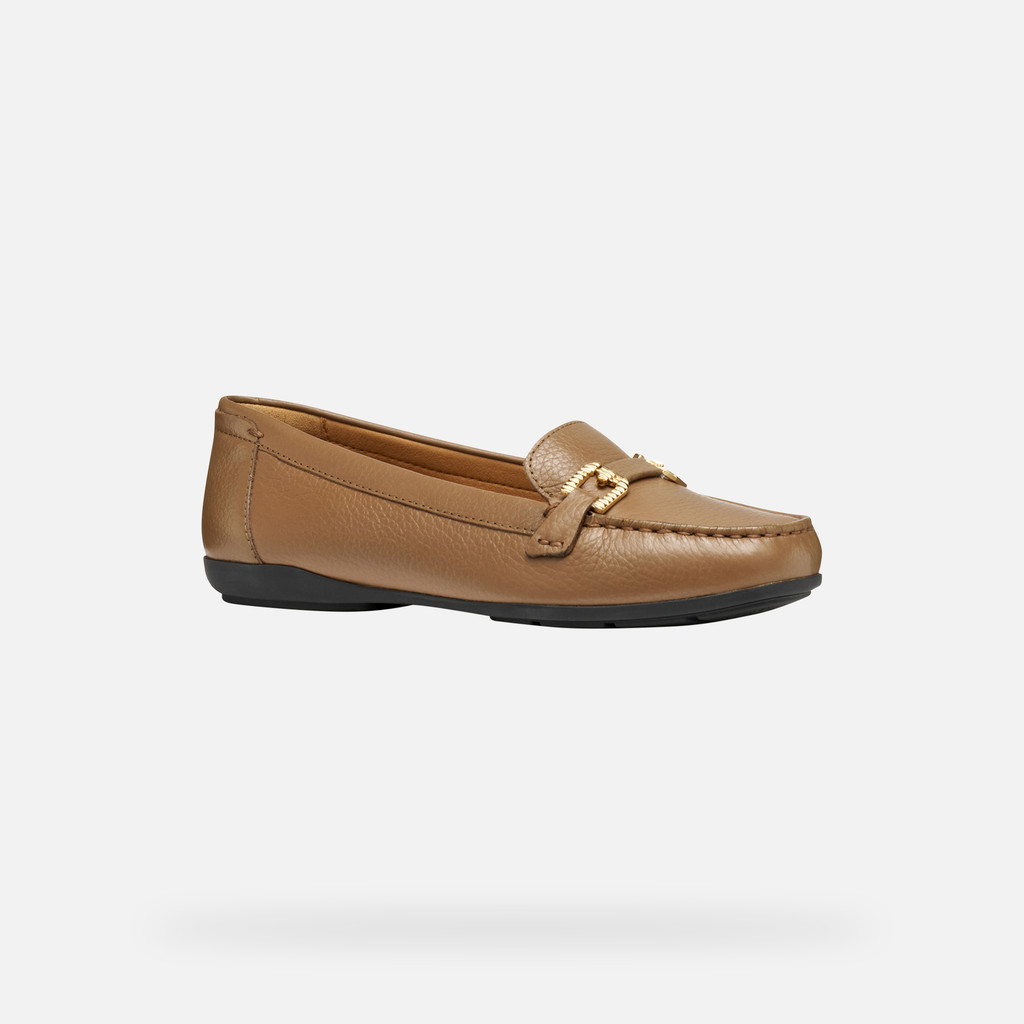 Leather loafers ANNYTAH MOC WOMAN Mud - image number 2 | GEOX