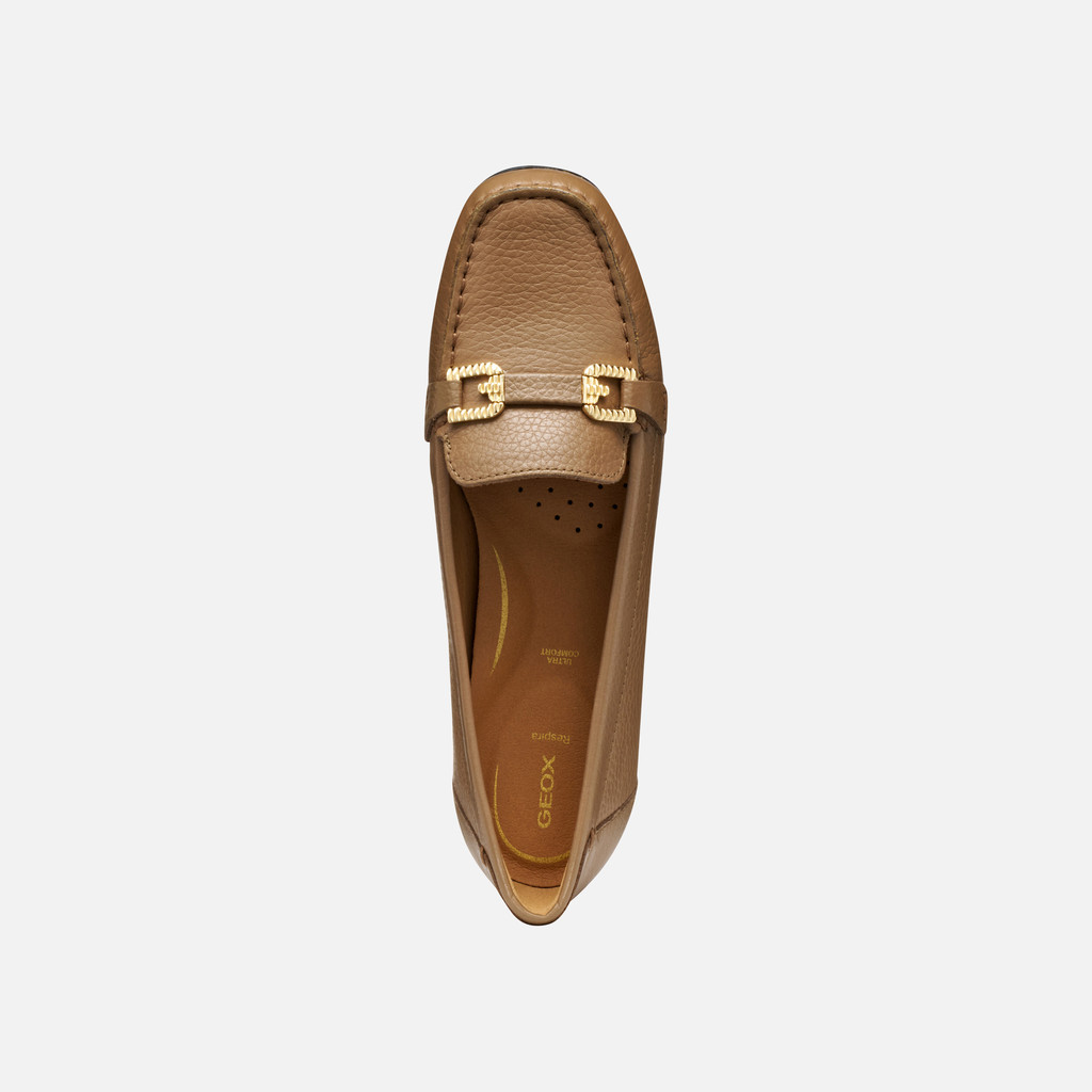 Leather loafers ANNYTAH MOC WOMAN Mud - image number 5 | GEOX