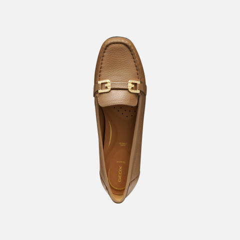 Leather loafers ANNYTAH MOC WOMAN Mud - image number 5 | GEOX