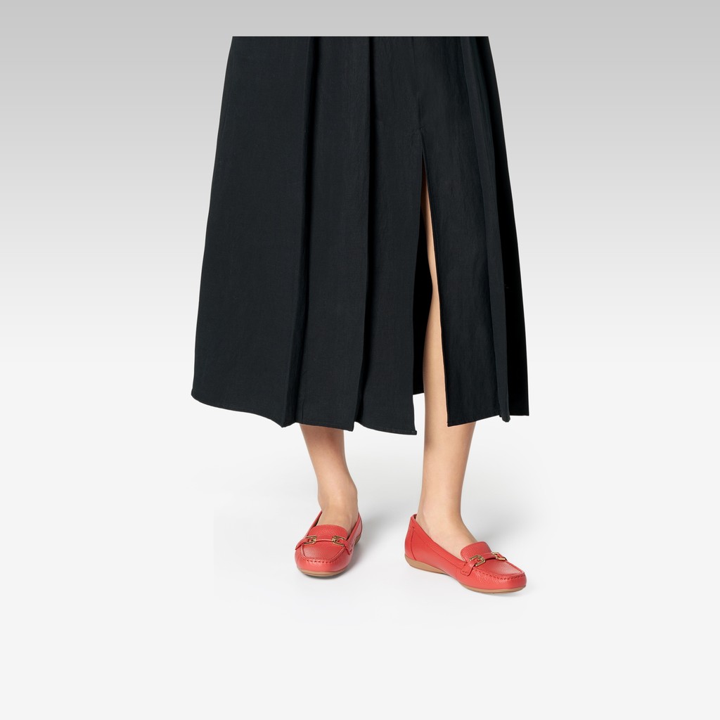 Leather loafers ANNYTAH MOC WOMAN Coral - image number 1 | GEOX