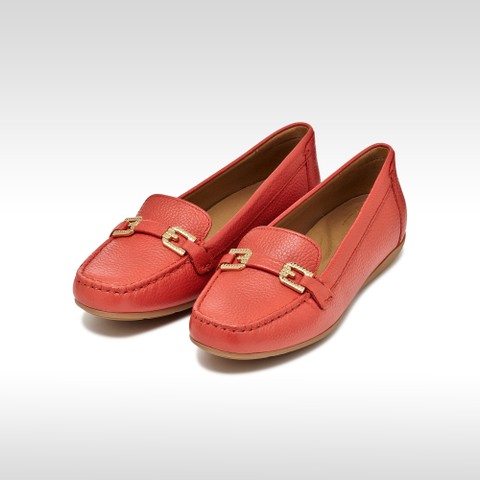 Leather loafers ANNYTAH MOC WOMAN Coral - image number 2 | GEOX