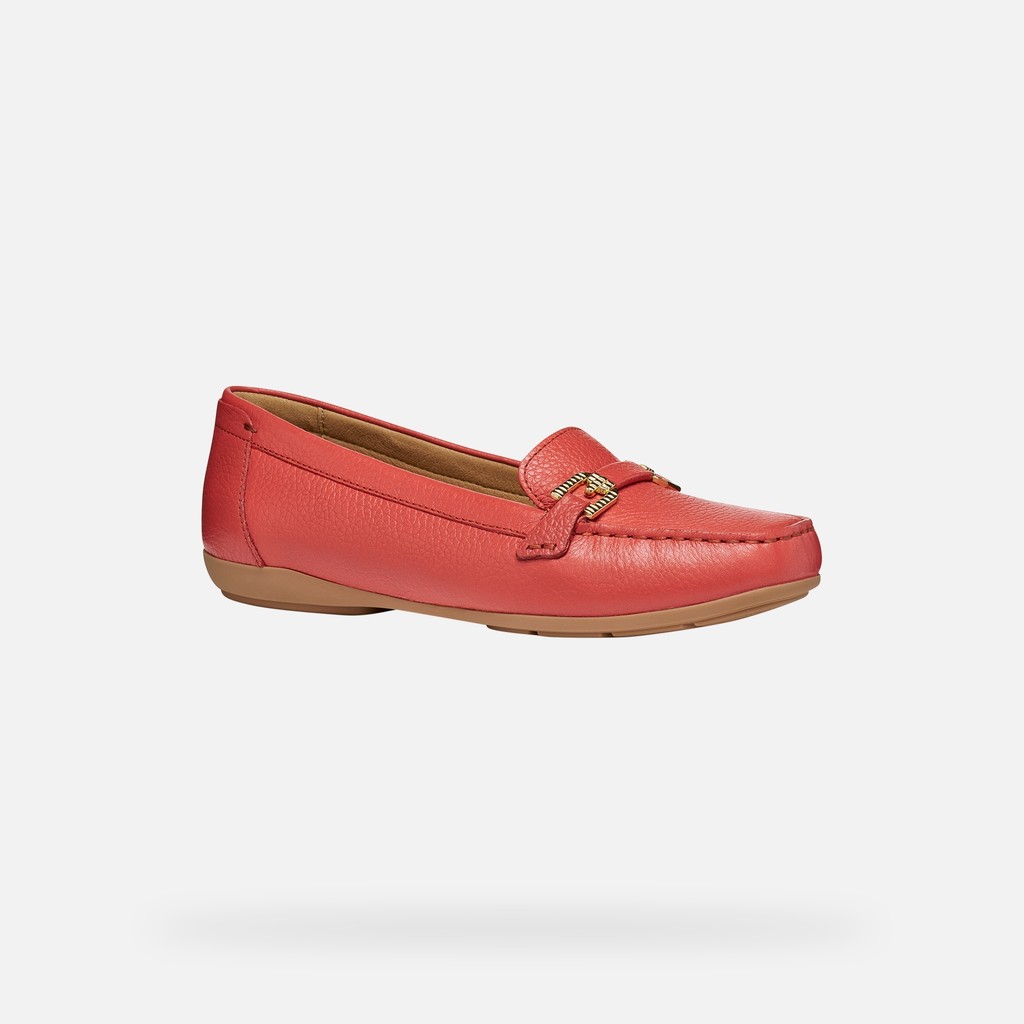 Leather loafers ANNYTAH MOC WOMAN Coral - image number 2 | GEOX