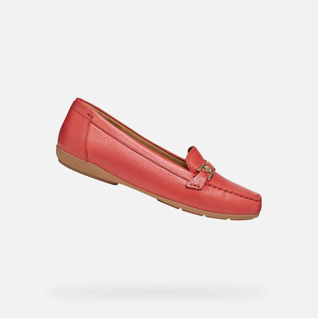 Leather loafers ANNYTAH MOC WOMAN Coral - image number 0 | GEOX