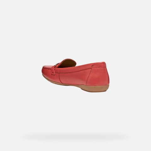 Leather loafers ANNYTAH MOC WOMAN Coral - image number 3 | GEOX