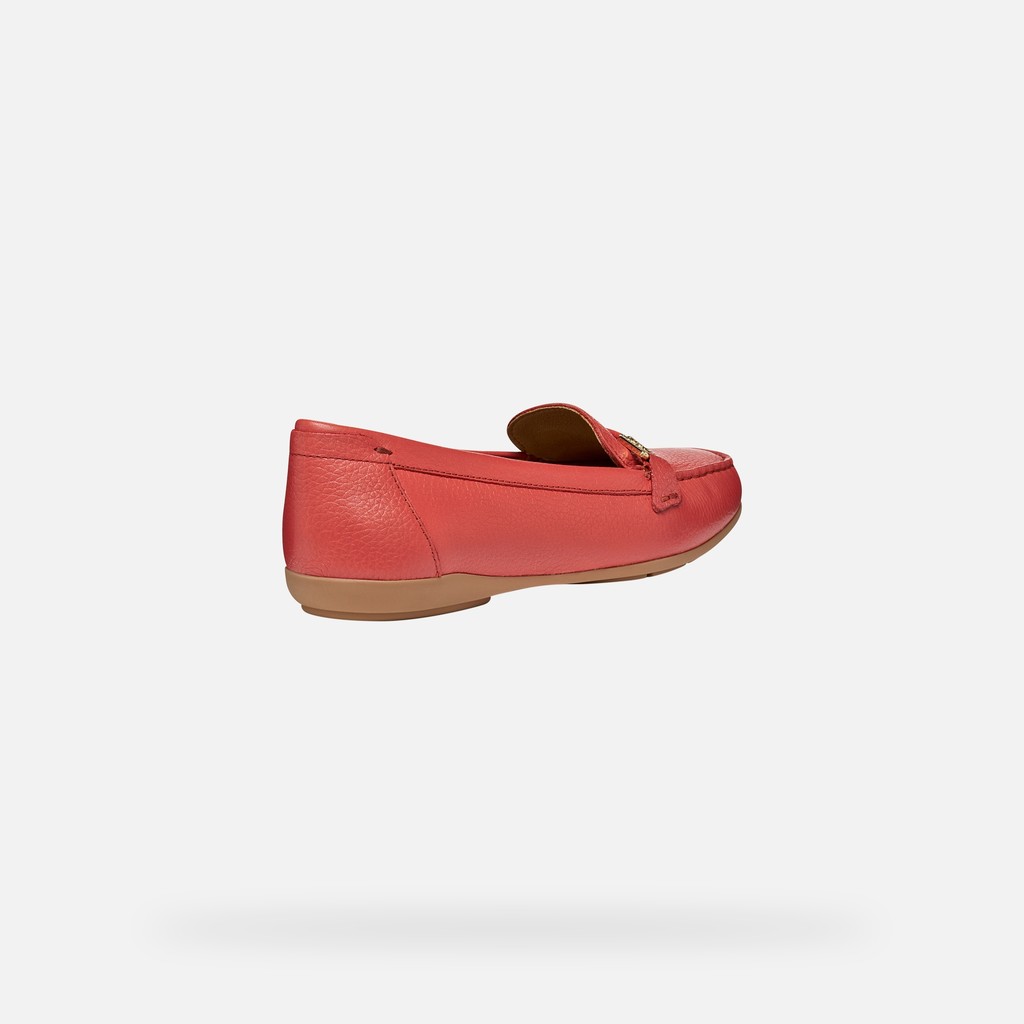 Leather loafers ANNYTAH MOC WOMAN Coral - image number 4 | GEOX