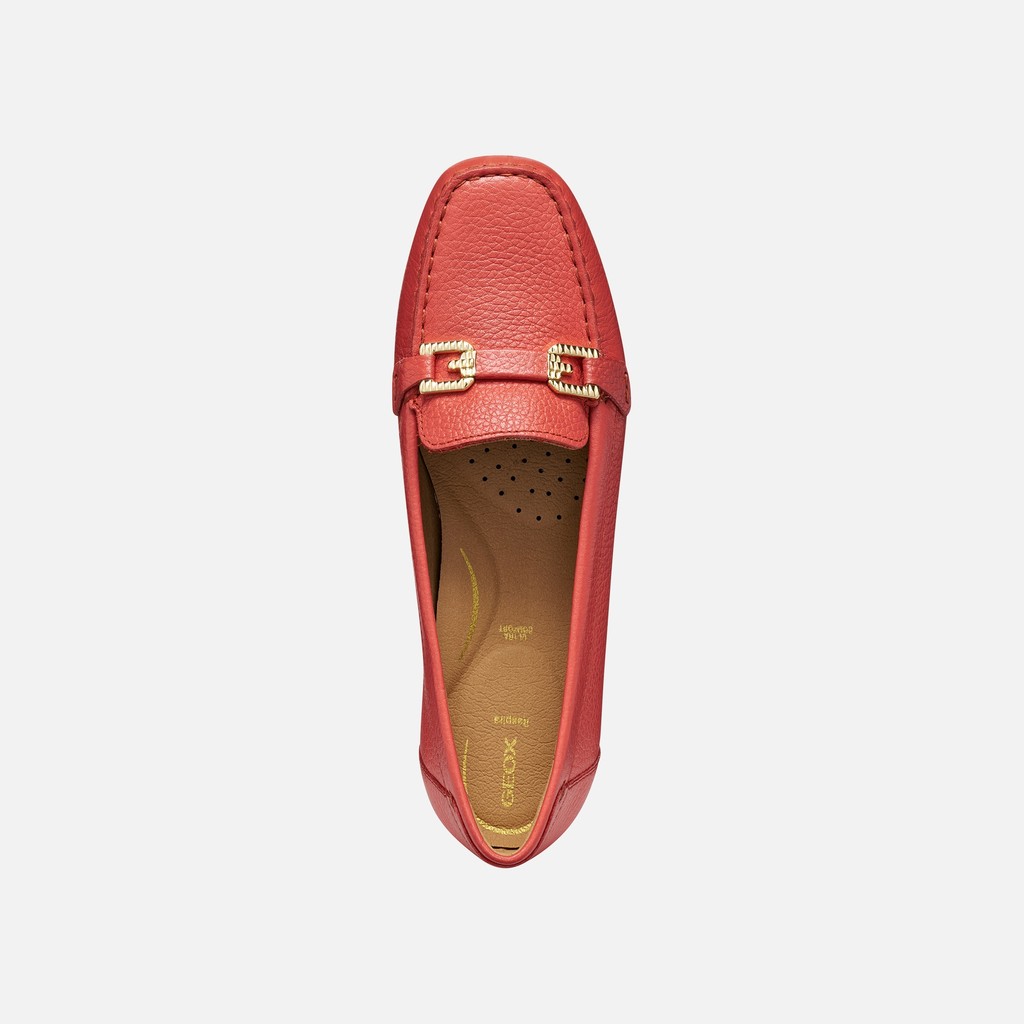 Leather loafers ANNYTAH MOC WOMAN Coral - image number 5 | GEOX