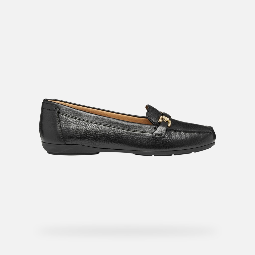 Leather loafers ANNYTAH MOC WOMAN Black - image number 1 | GEOX