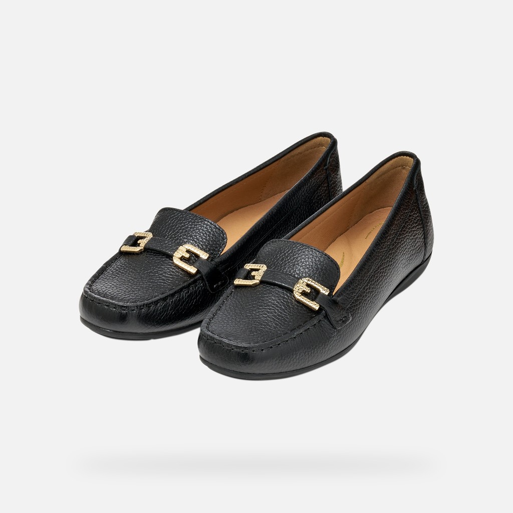 Leather loafers ANNYTAH MOC WOMAN Black - image number 2 | GEOX