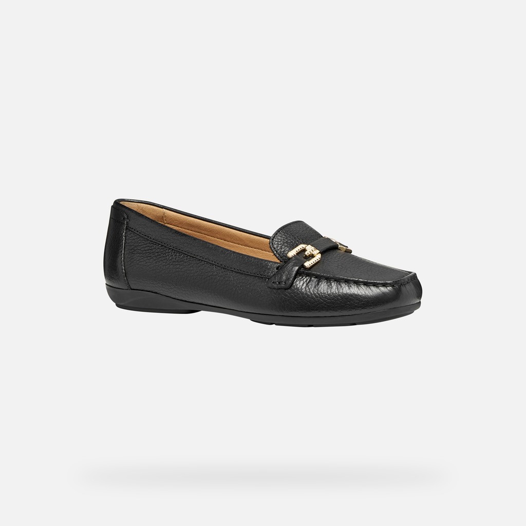 Leather loafers ANNYTAH MOC WOMAN Black - image number 3 | GEOX