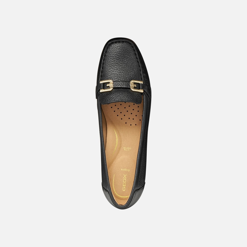 Leather loafers ANNYTAH MOC WOMAN Black - image number 6 | GEOX