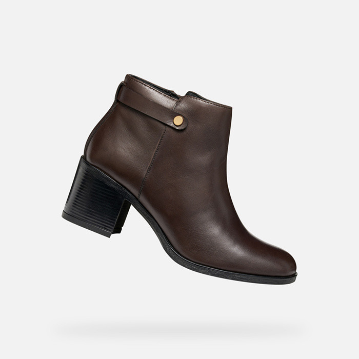 Botas tornozelo salto médio NEW ASHEEL MULHER Castanho escuro | GEOX