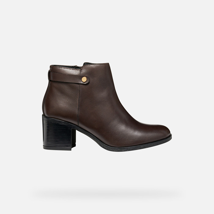 Medium heel ankle boots NEW ASHEEL WOMAN Dark Brown | GEOX