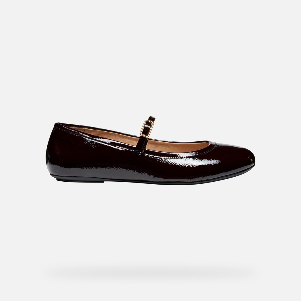 Leather ballerina flats PALMARIA WOMAN Wine - image number 1 | GEOX