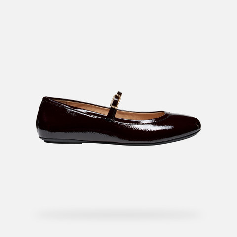 Leather ballerina flats PALMARIA WOMAN Wine - image number 1 | GEOX