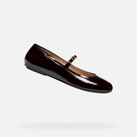 Leather ballerina flats PALMARIA WOMAN Wine - image number 0 | GEOX