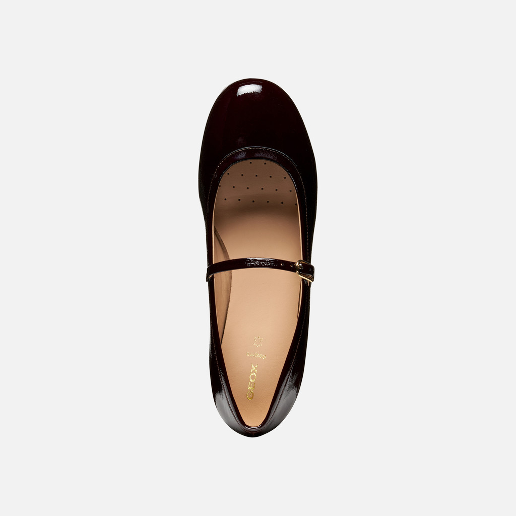 Leather ballerina flats PALMARIA WOMAN Wine - image number 5 | GEOX