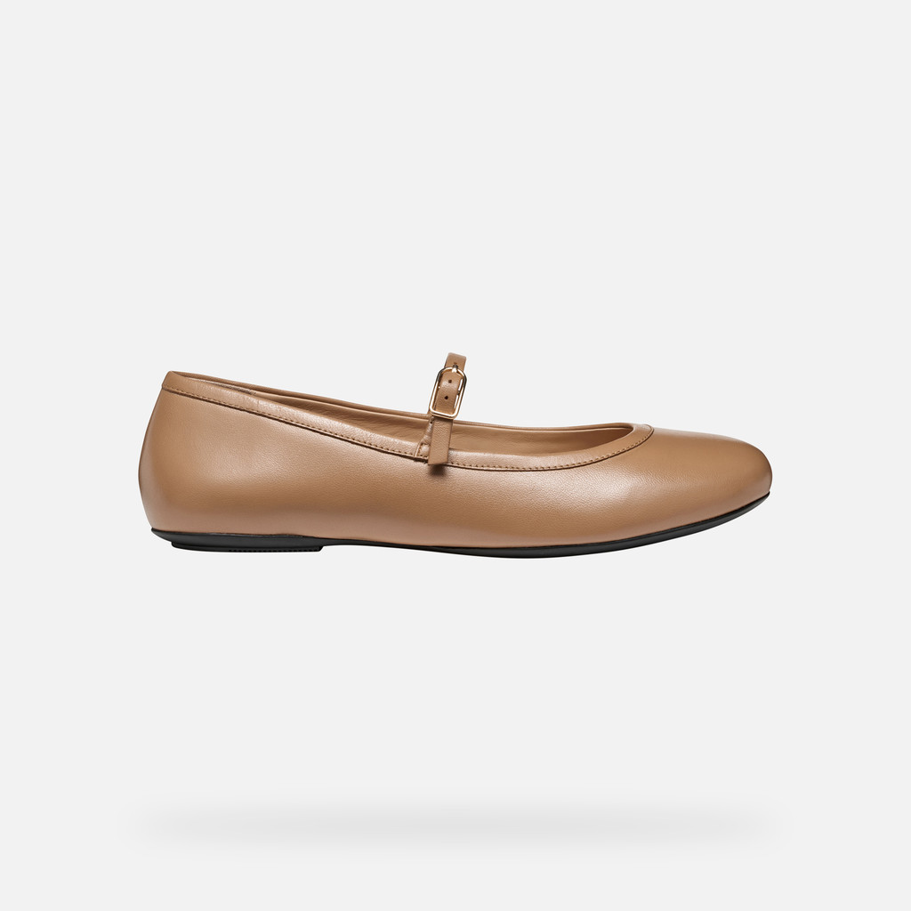 Leather ballerina flats PALMARIA WOMAN Beige - image number 1 | GEOX
