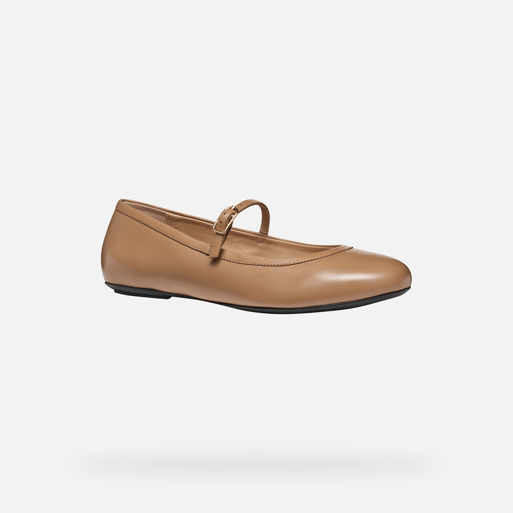 Leather ballerina flats PALMARIA WOMAN Beige - image number 2 | GEOX