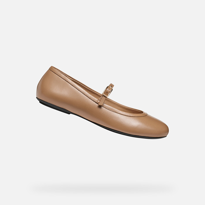 Leather ballerina flats PALMARIA WOMAN Beige | GEOX
