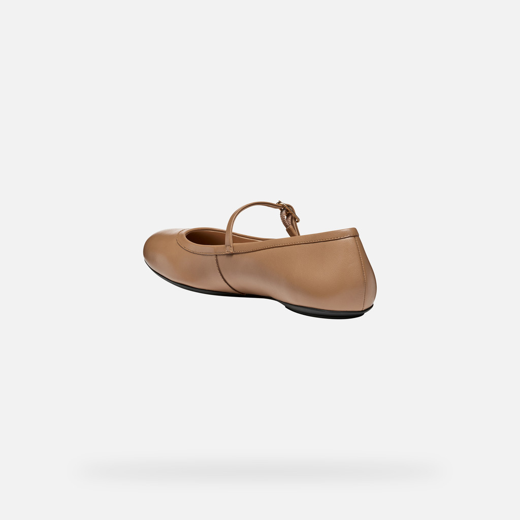 Leather ballerina flats PALMARIA WOMAN Beige - image number 3 | GEOX