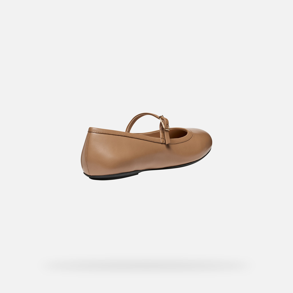 Leather ballerina flats PALMARIA WOMAN Beige - image number 4 | GEOX