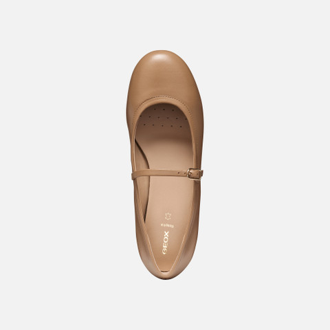 Leather ballerina flats PALMARIA WOMAN Beige - image number 5 | GEOX